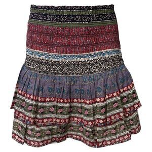 Sea New York Brooke Smocked Mini Skirt in Multicolor Cotton